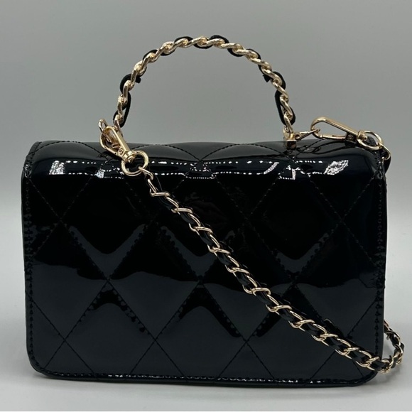 Valentino Orlandi  Quilted Bag with V lock & Trolly pocket. Black NEW - Picture 2 of 6
